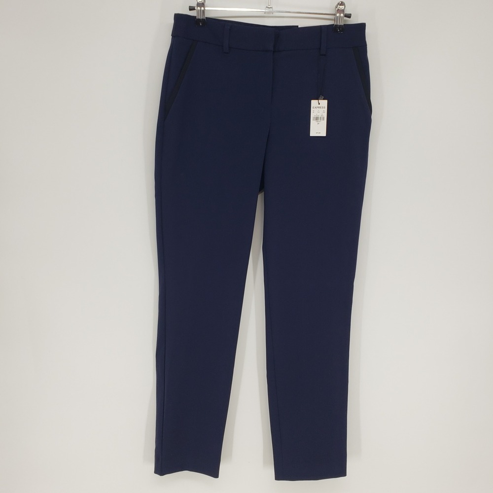 Express Columnist Mid Rise Ankle Pants Women 2R Navy Blue Stretch Trousers New